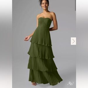 Chic Strapless Olive Tiered Dress (AW Bridal Brynn Dress)